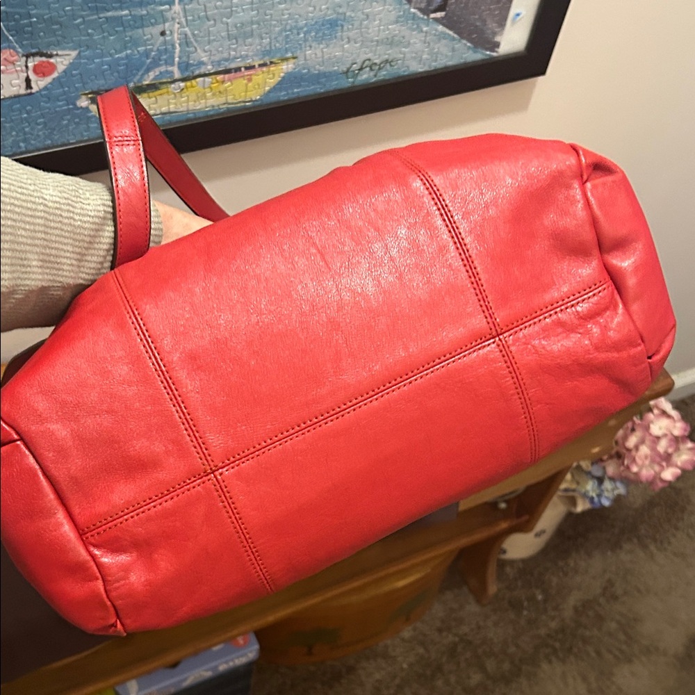 Coach Ashley Signature Cherry Red Leather Satchel/Shoulder Bag - Picture 8 of 14
